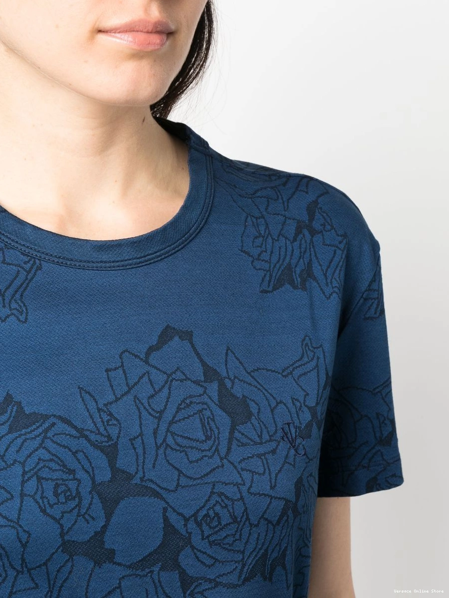 Affordable floral-print Women 2000s Versace cotton T-shirt 0412